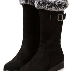 Zelda-Viola women's fur-trimmed pull-on ankle boots in black, studio product shot
