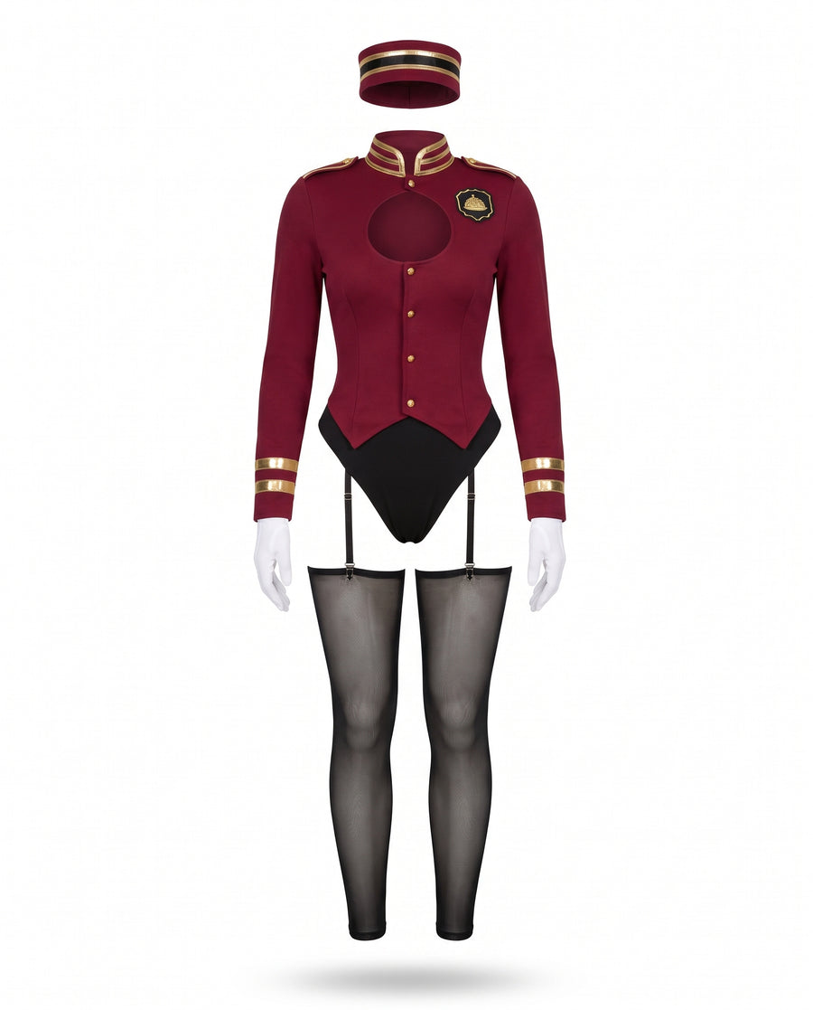 Womens five piece matching set with stretch leggings ghost mannequin studio shot