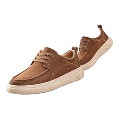 Regina-Isabelle women's leather-look derby shoes in dark coffee brown, pair on white