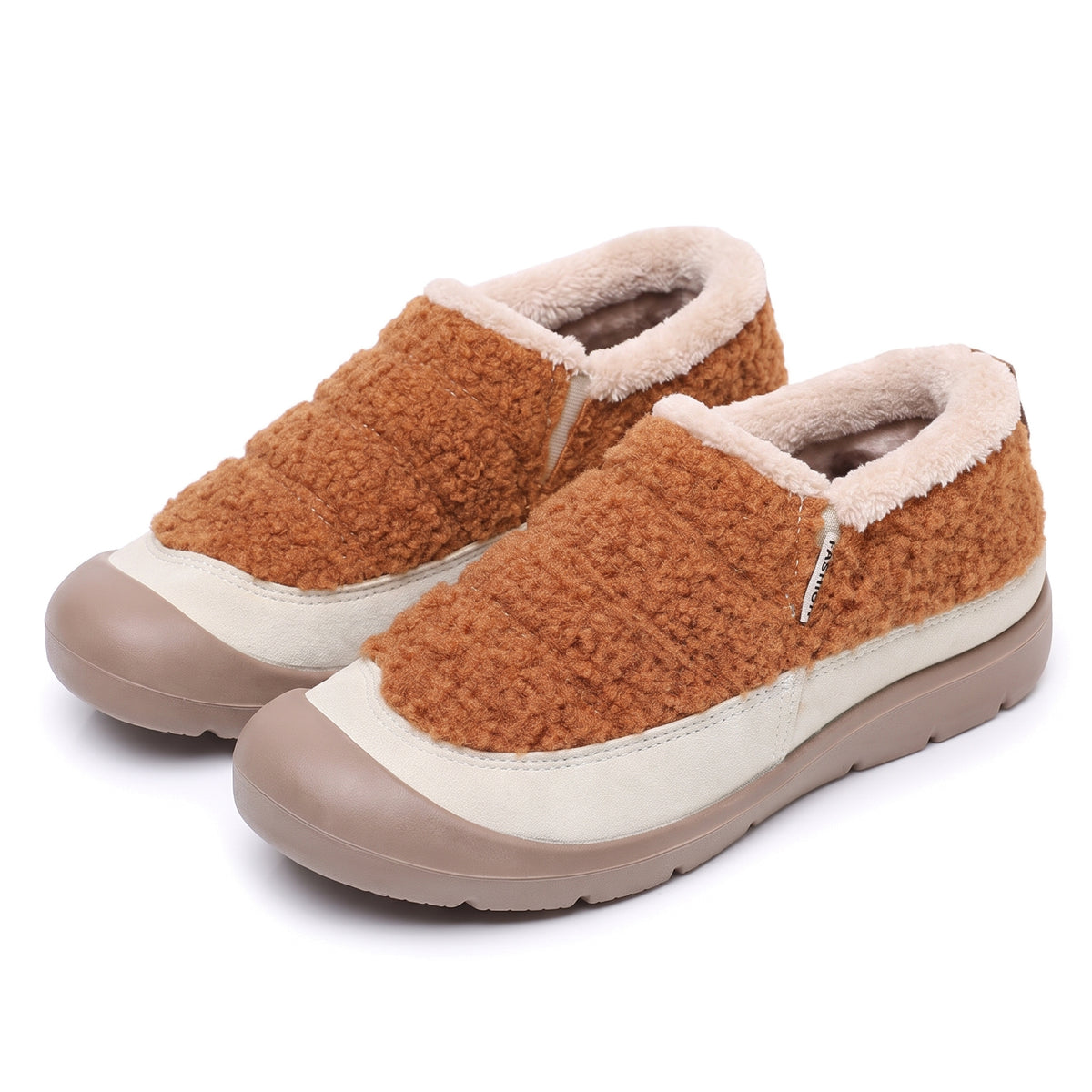 Martha-Astrid women's fleece-lined slip-on slippers in camel