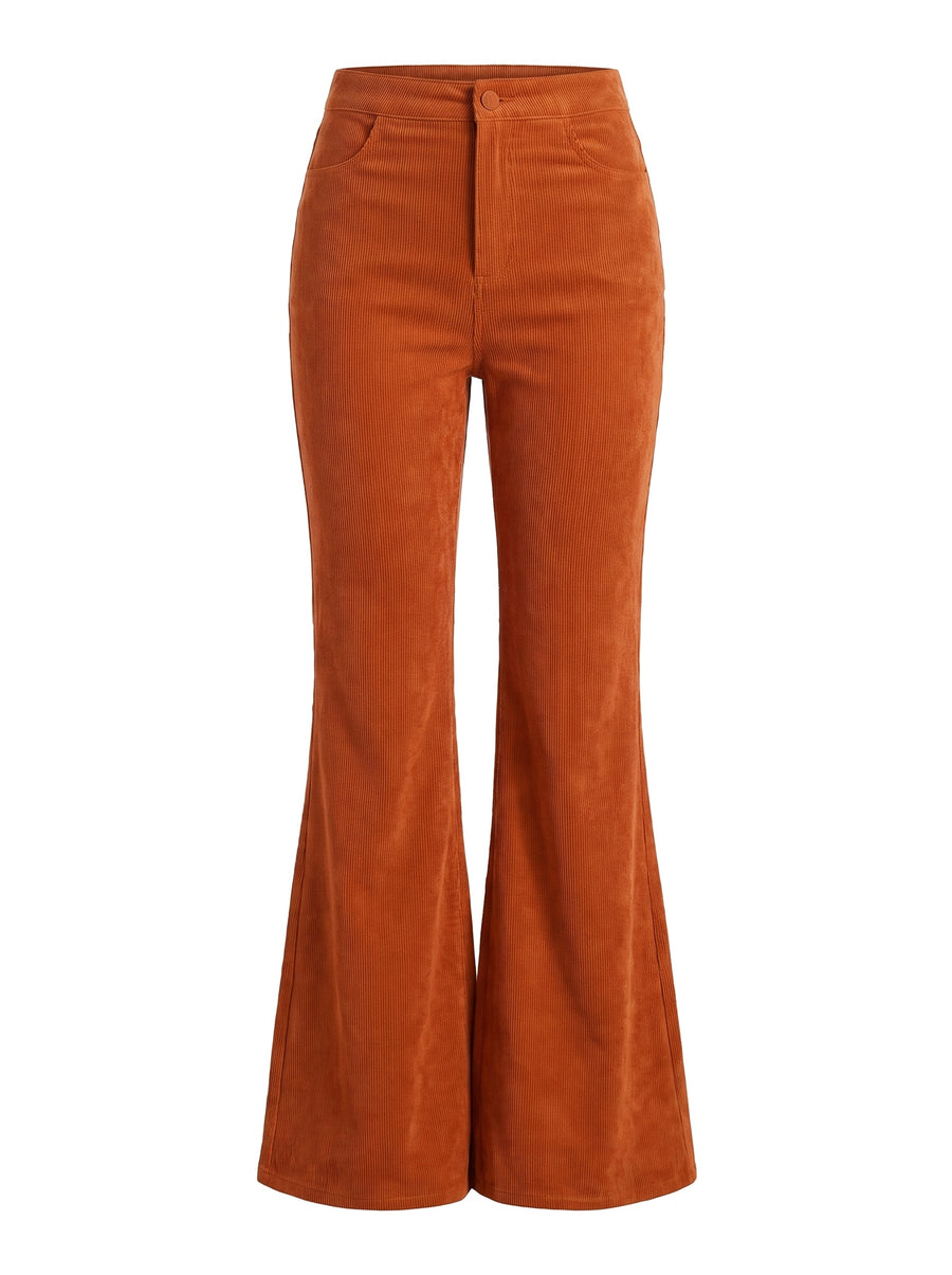 Alma-Delia Women's Corduroy Flare Wide-Leg Trousers