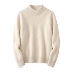 Women's ribbed-trim rollneck jumper in cream
