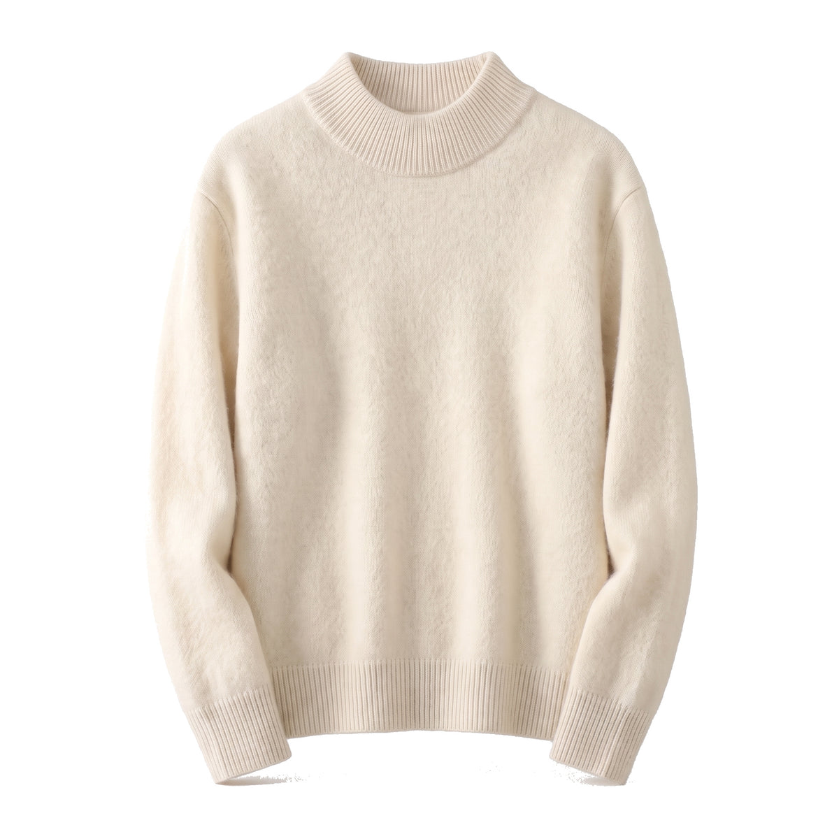 Women's ribbed-trim rollneck jumper in cream