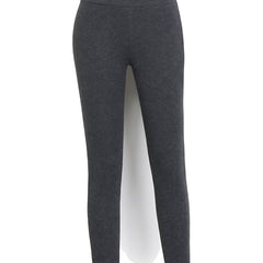 Charcoal grey fleece-lined high-waist ankle leggings, studio product shot