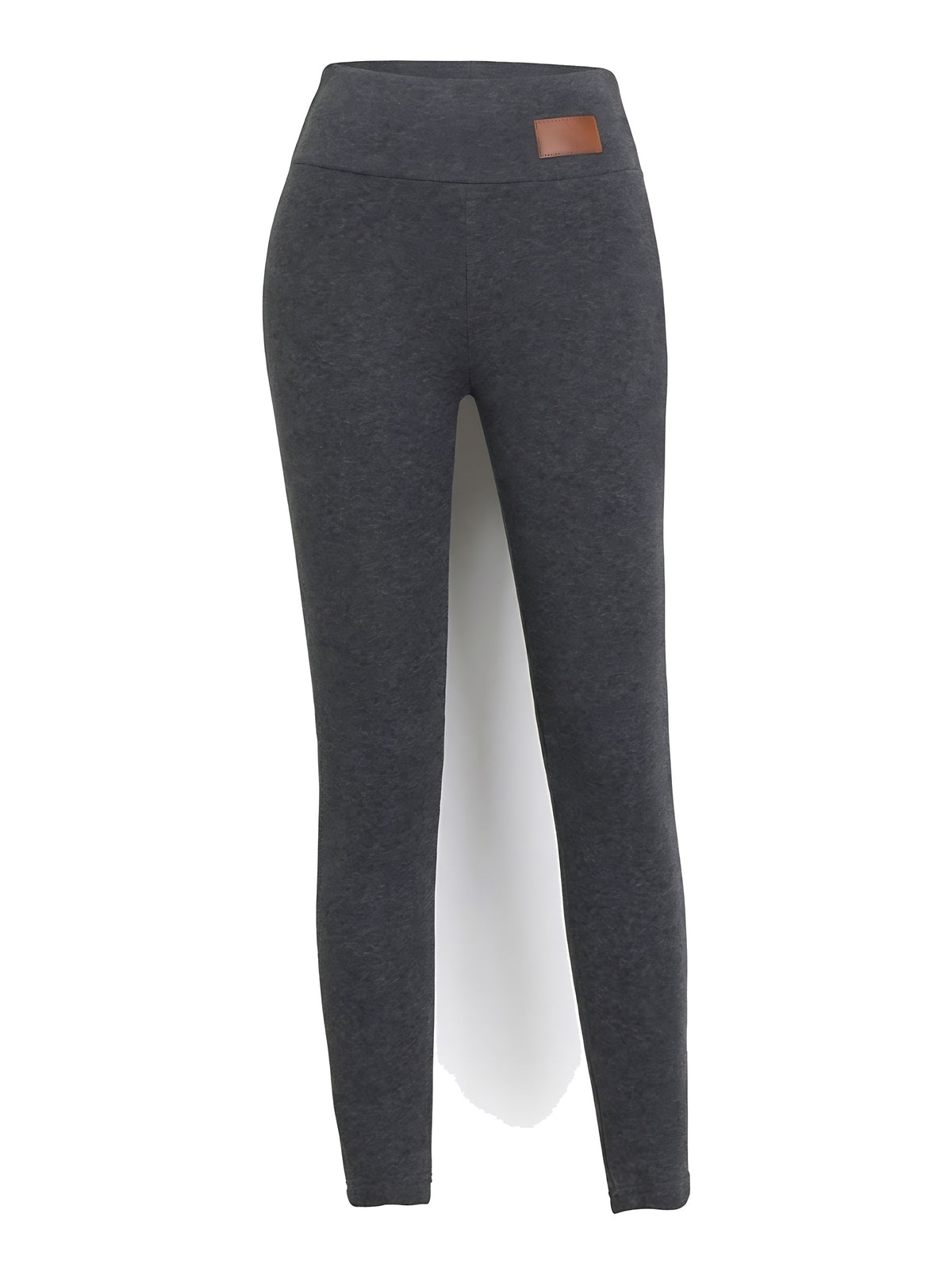 Charcoal grey fleece-lined high-waist ankle leggings, studio product shot