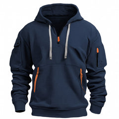 Selma-Rosemary oversized essentials hoodie with sleeve pocket, ghost mannequin front view