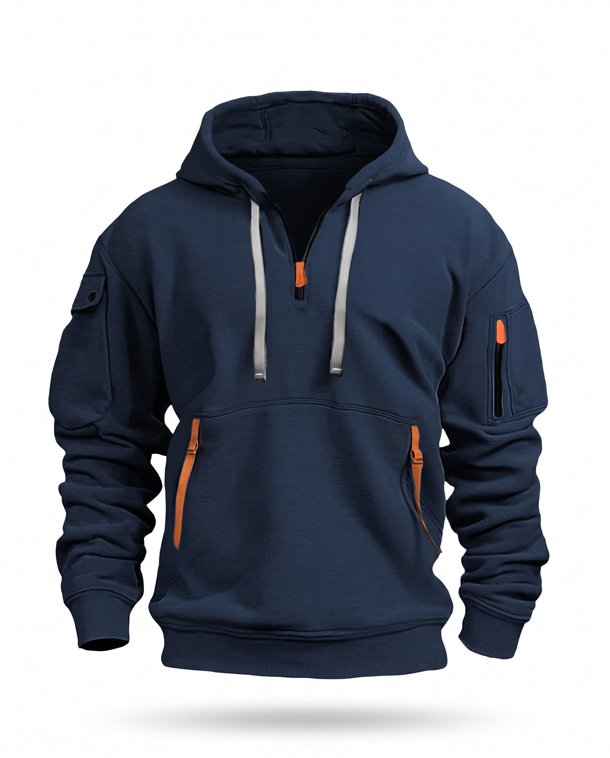 Selma-Rosemary oversized essentials hoodie with sleeve pocket, ghost mannequin front view