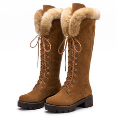 Georgia-Carmen Women's Knee-High Lace-Up Lug Sole Boots