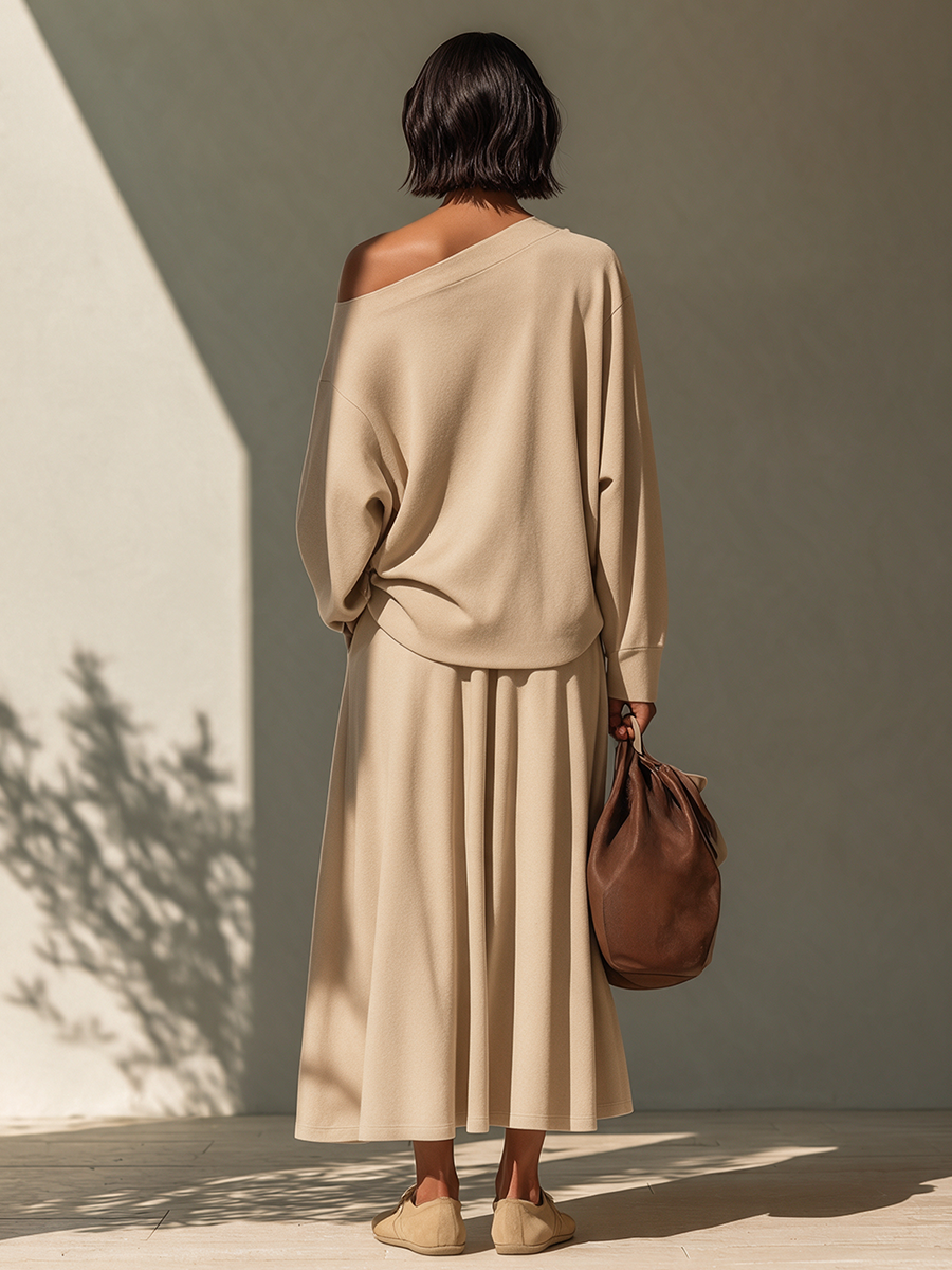 Silvia-Vera | Women's Asymmetric Twist-Detail Knit Set