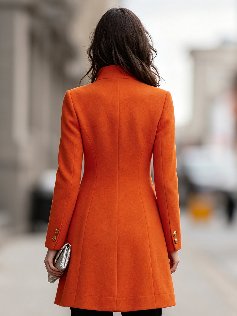 Magda | Women's Asymmetrical Stand-Collar Wool Trench Coat