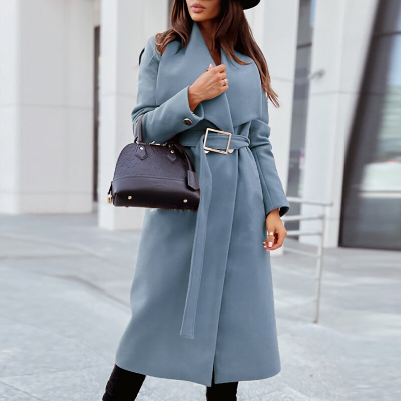 Sybil | Women's Belted Wrap Trench Coat with Faux Fur Collar