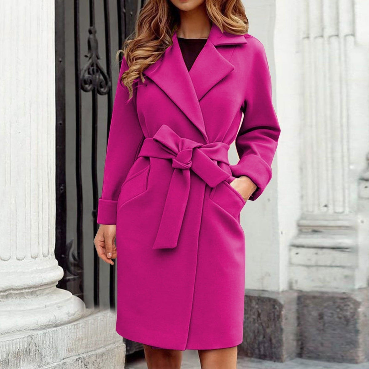 Mavis | Women's Belted Wrap Trench Coat with Notch Lapel