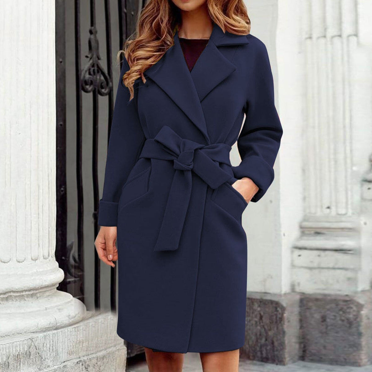 Mavis | Women's Belted Wrap Trench Coat with Notch Lapel