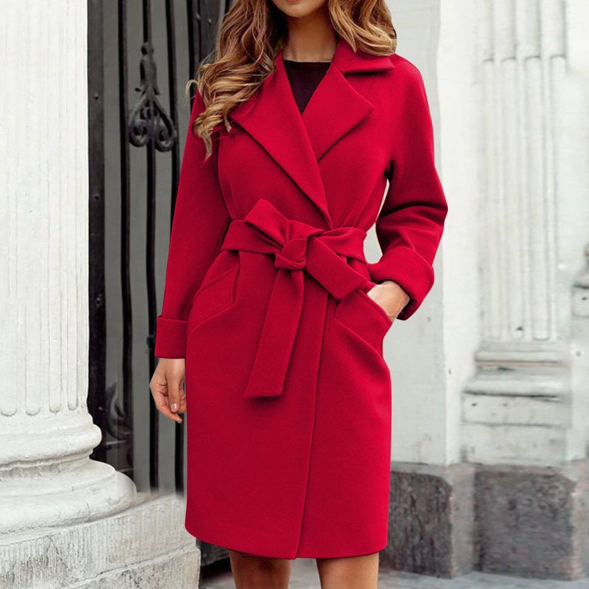 Mavis | Women's Belted Wrap Trench Coat with Notch Lapel