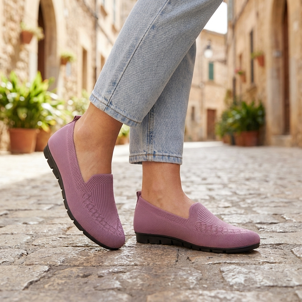 Leonora-Johanna | Women's Breathable Knit Slip-On Flats