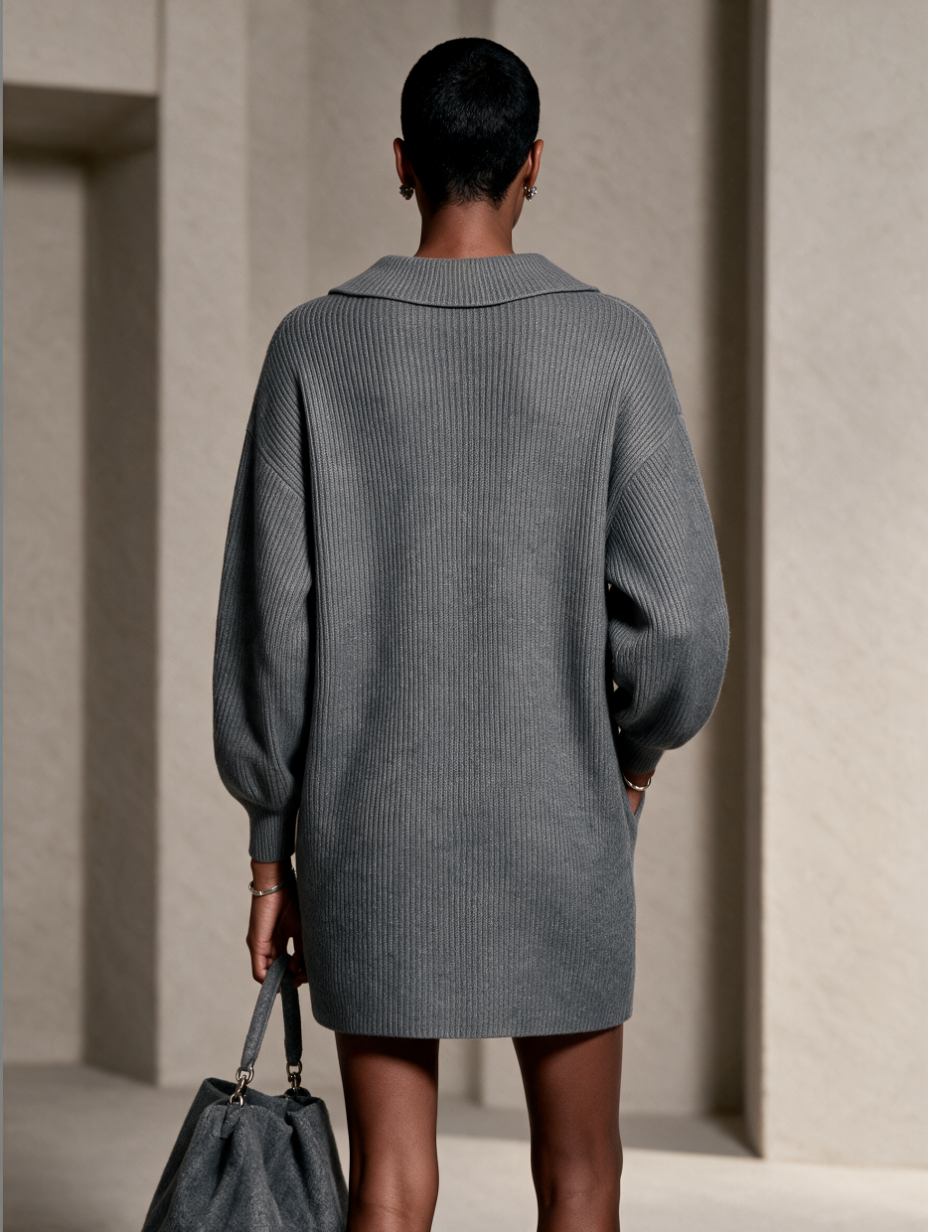 Henrietta | Women's Button-Detail Oversized Knit Mini Dress