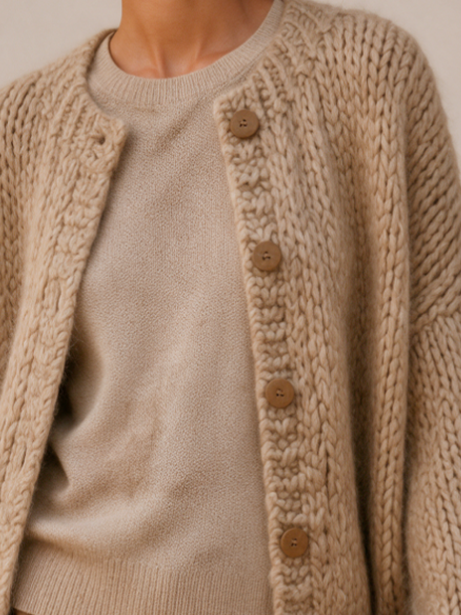 Petra | Women's Button Detail Relaxed Knit Cardigan