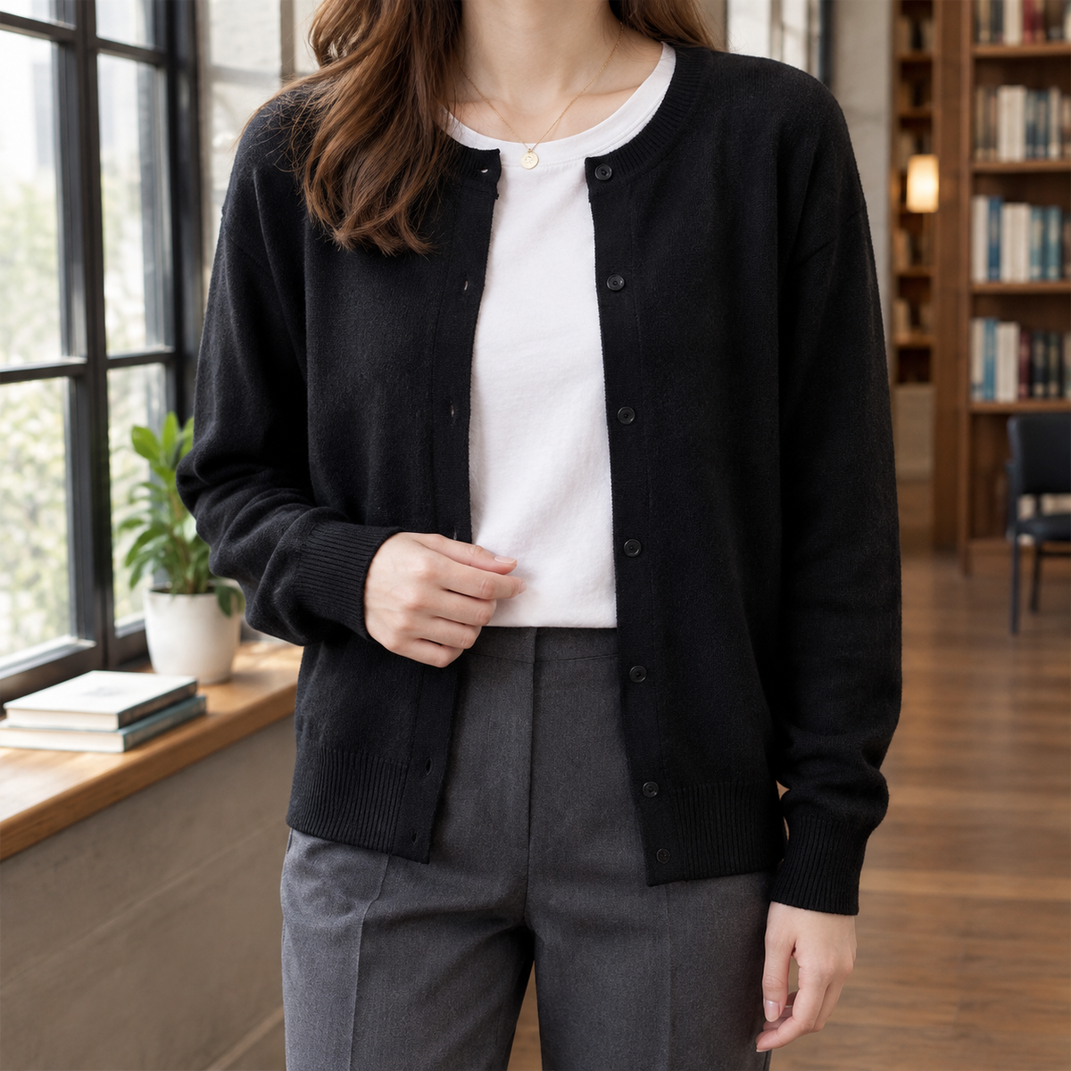 Nadine-Lillian | Women's Button-Front Knit Cardigan Sweater