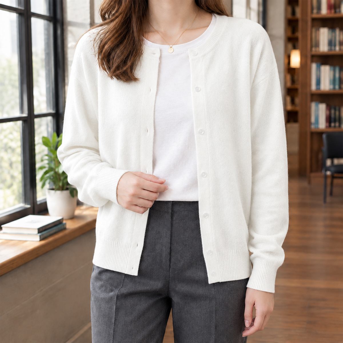 Nadine-Lillian | Women's Button-Front Knit Cardigan Sweater