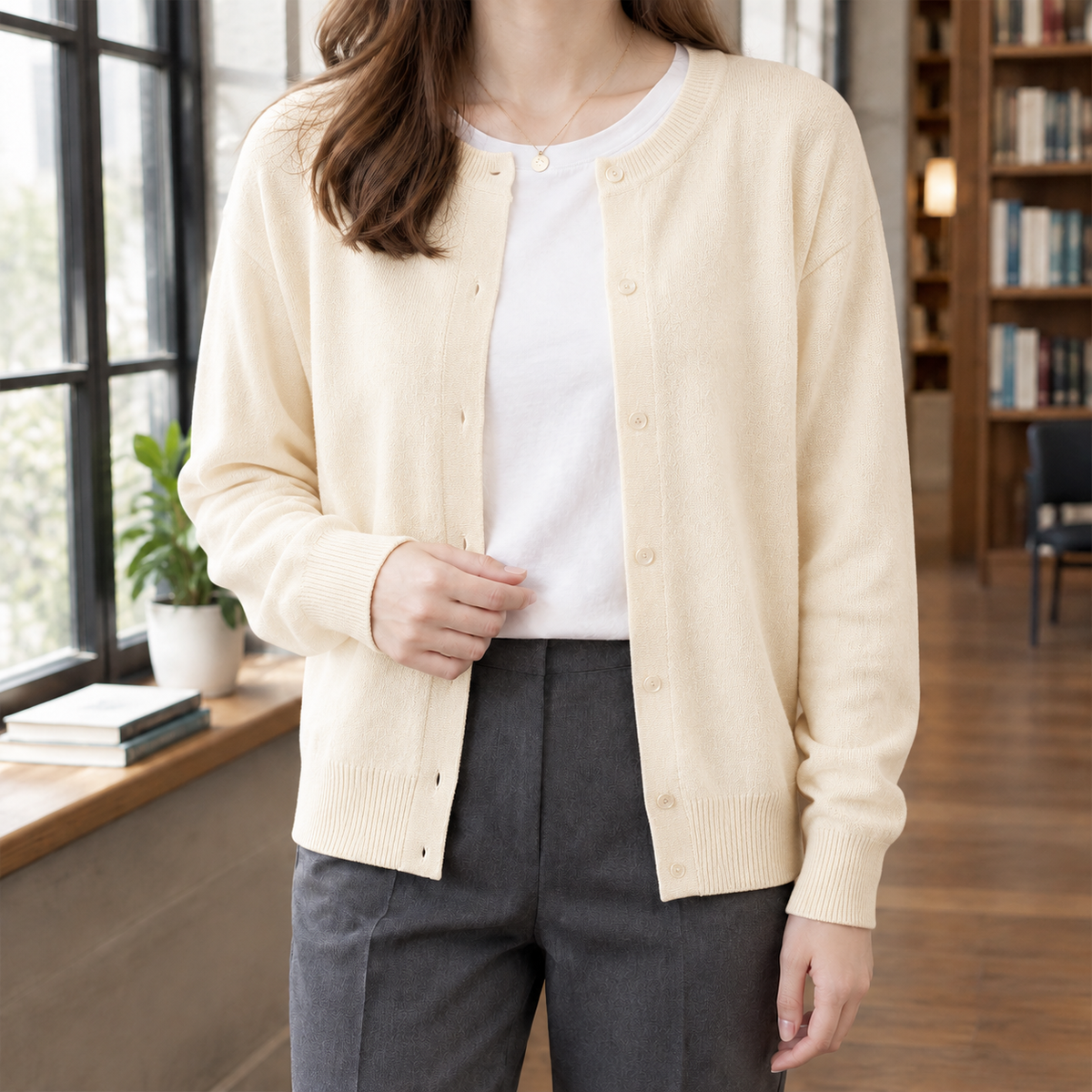 Nadine-Lillian | Women's Button-Front Knit Cardigan Sweater