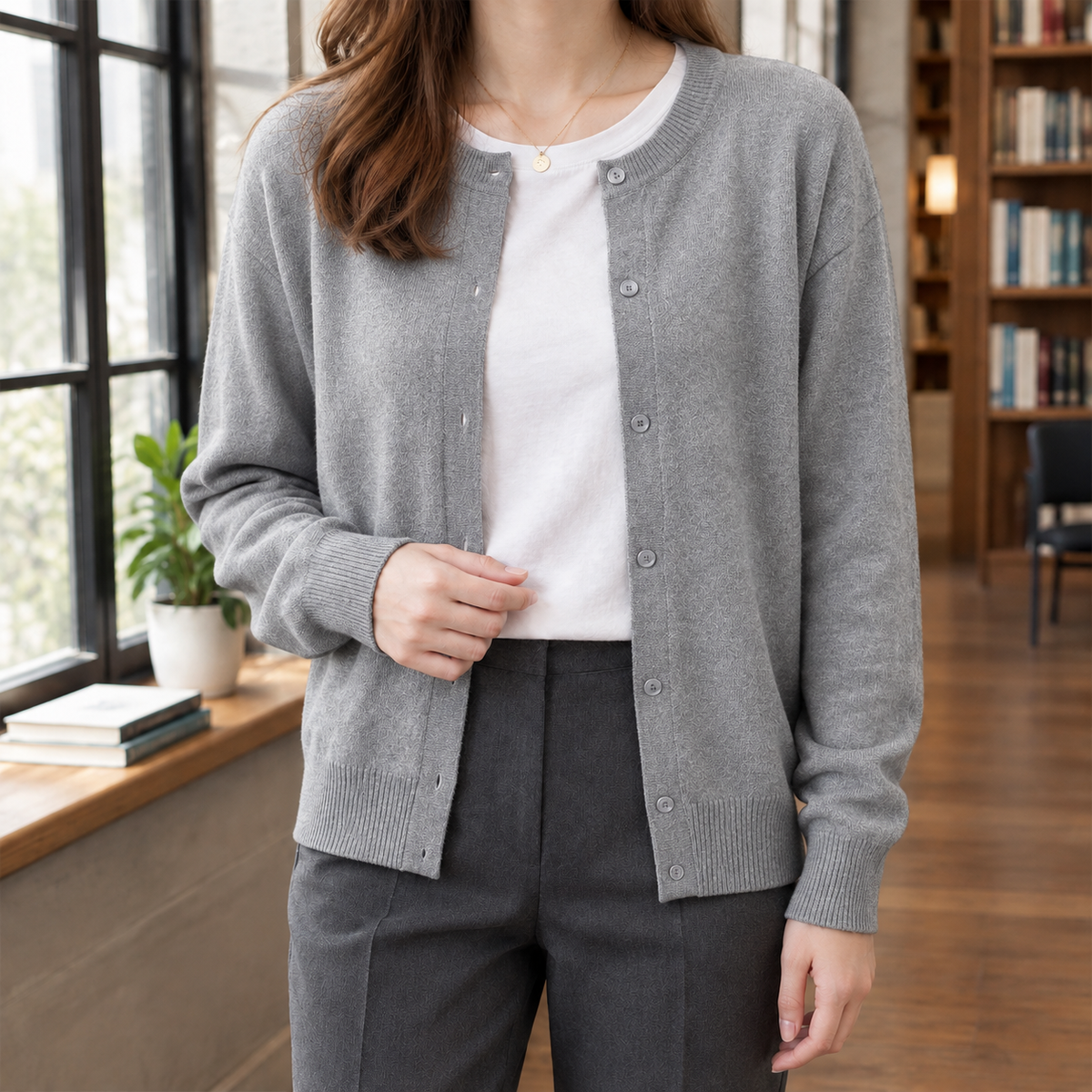 Nadine-Lillian | Women's Button-Front Knit Cardigan Sweater