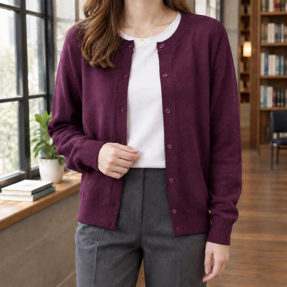 Nadine-Lillian | Women's Button-Front Knit Cardigan Sweater