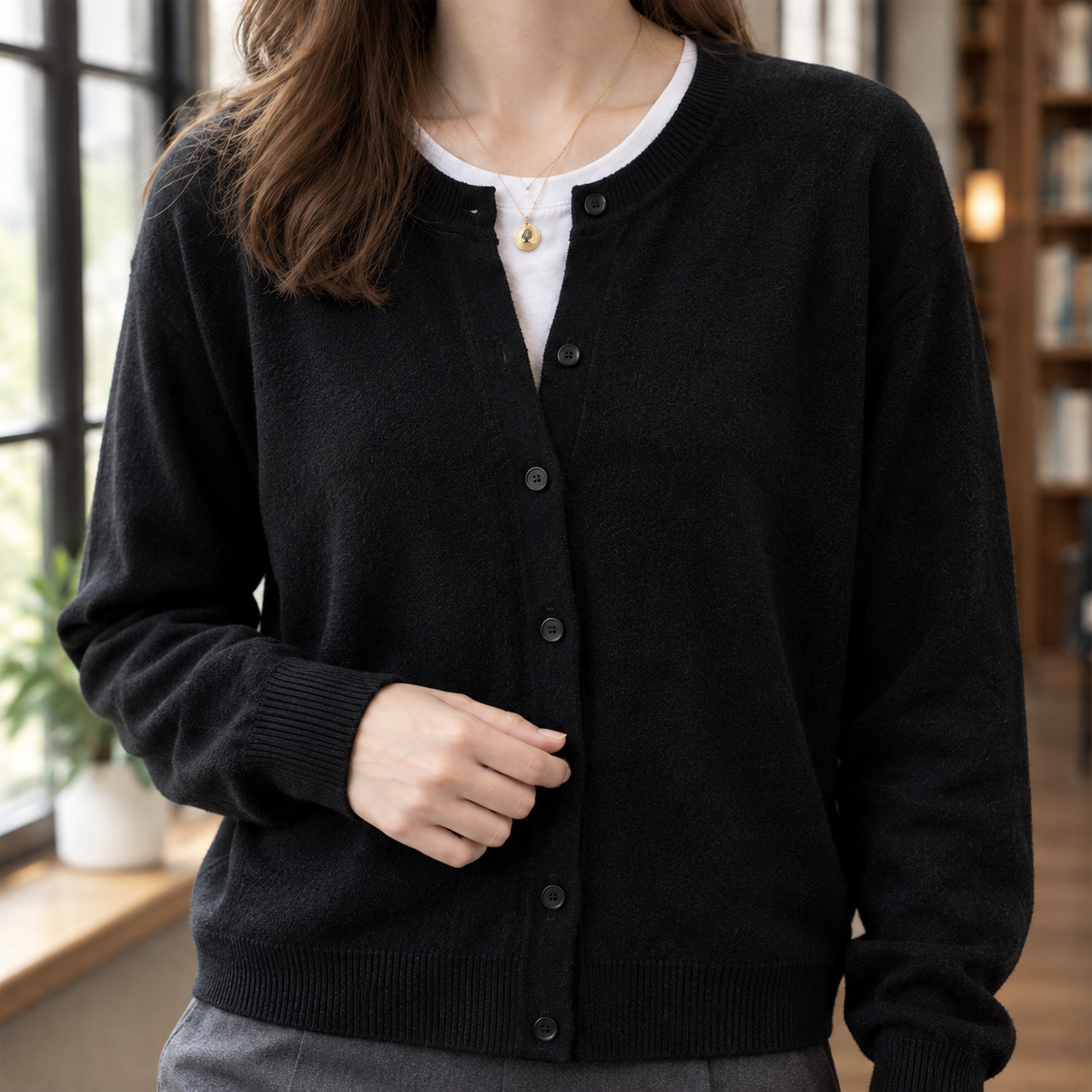 Nadine-Lillian | Women's Button-Front Knit Cardigan Sweater