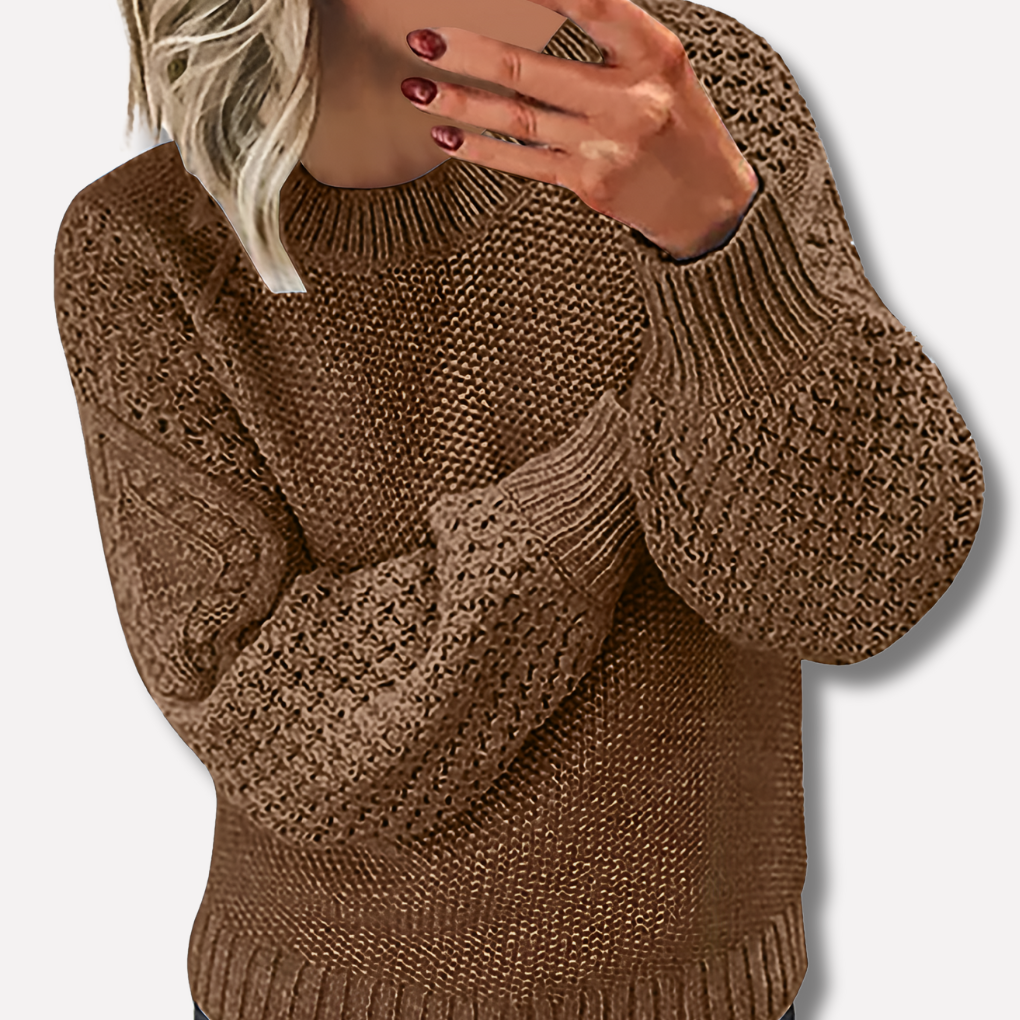 Lavinia-Helena | Women's Cable Knit Crew Neck Sweater