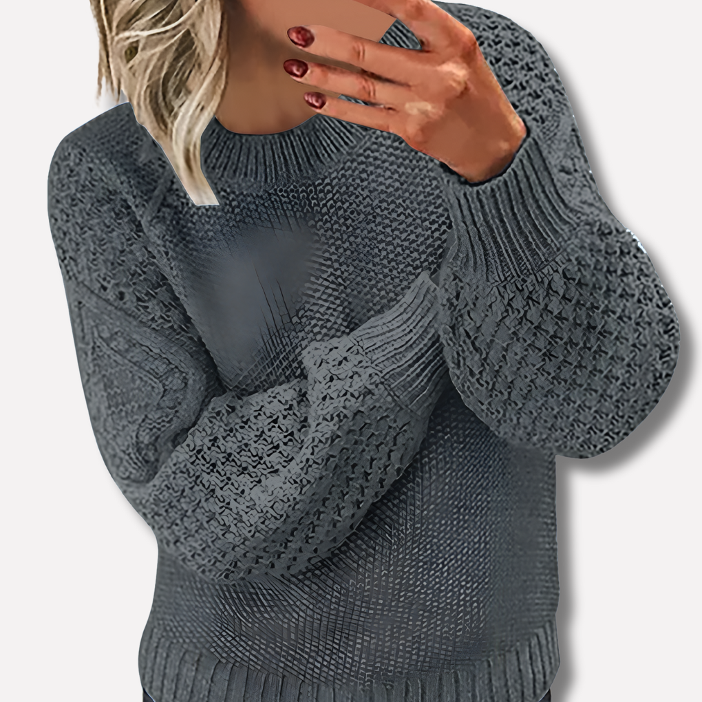 Lavinia-Helena | Women's Cable Knit Crew Neck Sweater