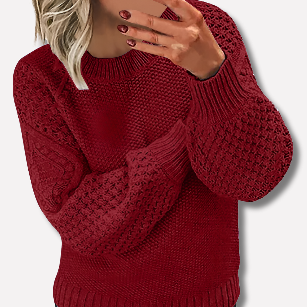 Lavinia-Helena | Women's Cable Knit Crew Neck Sweater