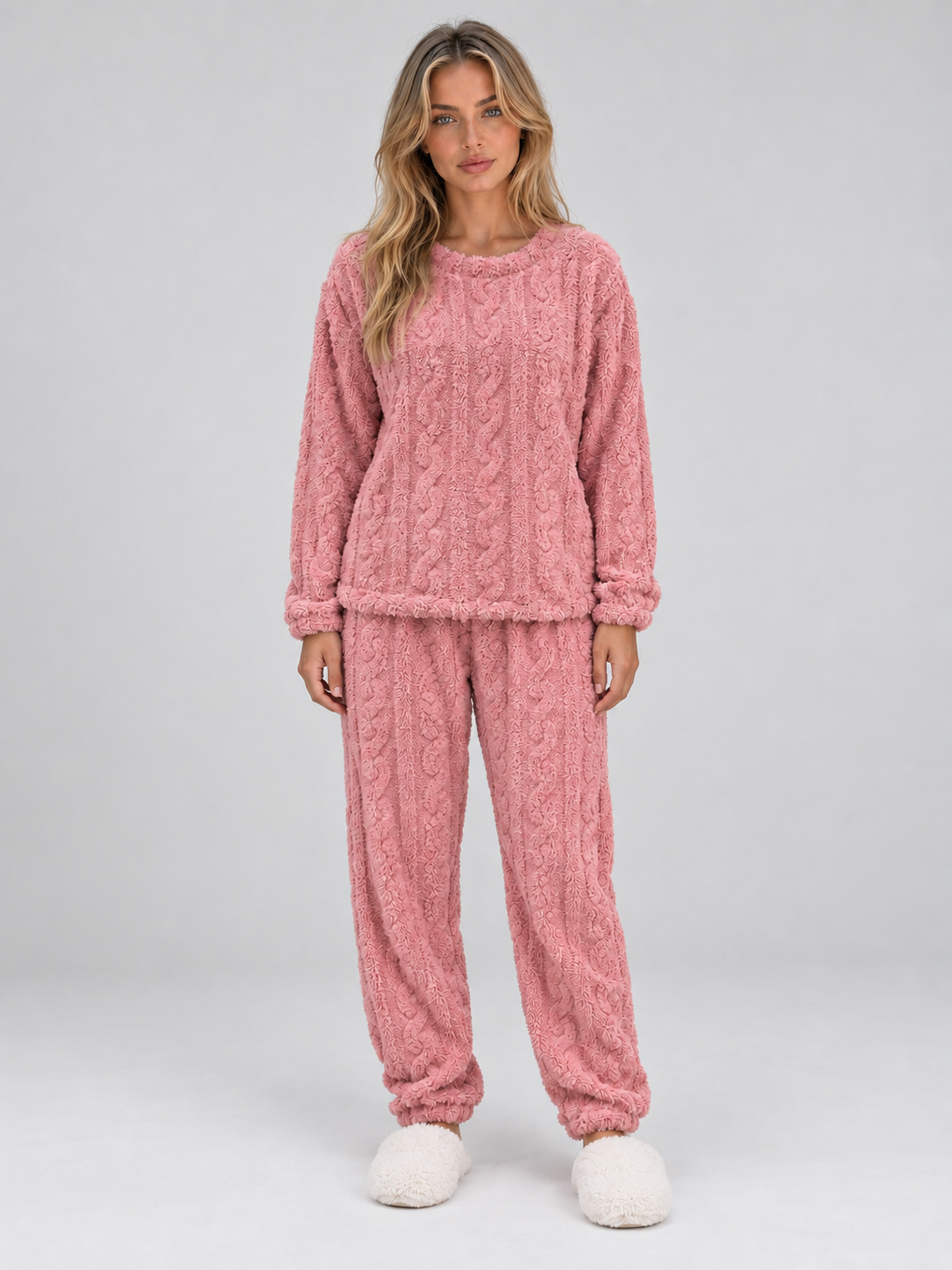 Bianca | Women's Cable-Knit Fleece Pyjama Set