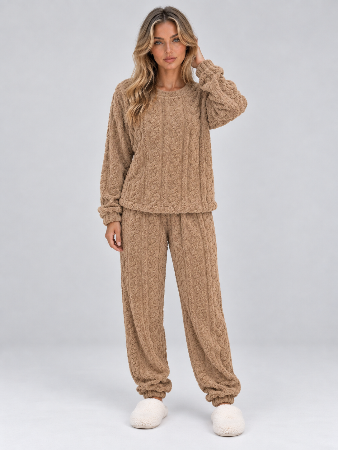 Bianca | Women's Cable-Knit Fleece Pyjama Set