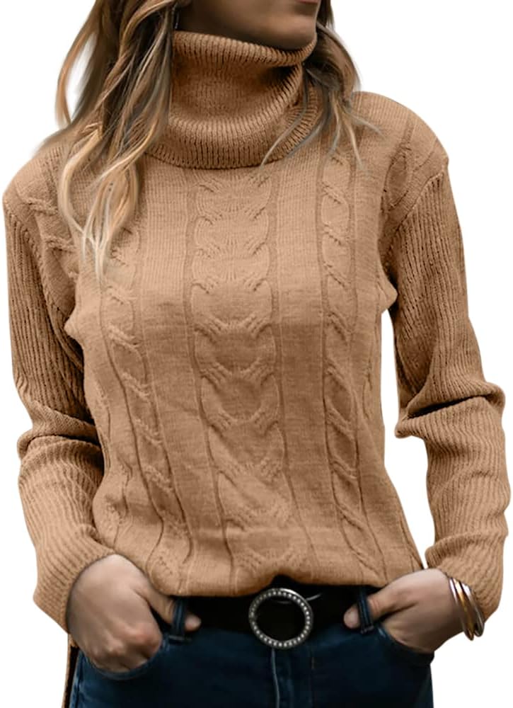 Priscilla | Women's Cable-Knit Turtleneck Long Sleeve Jumper