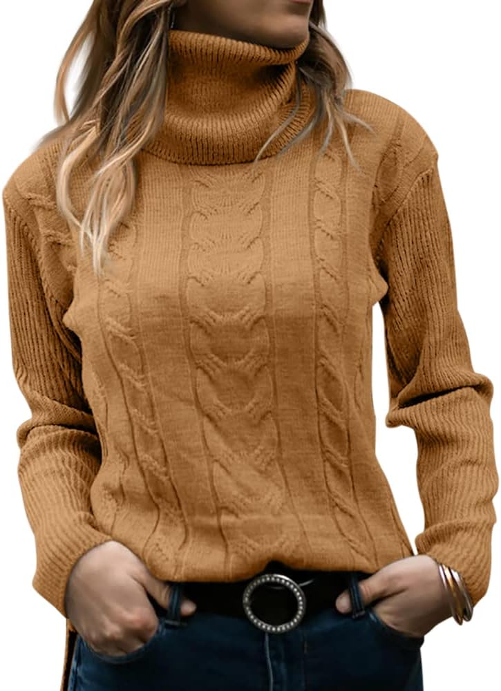 Priscilla | Women's Cable-Knit Turtleneck Long Sleeve Jumper