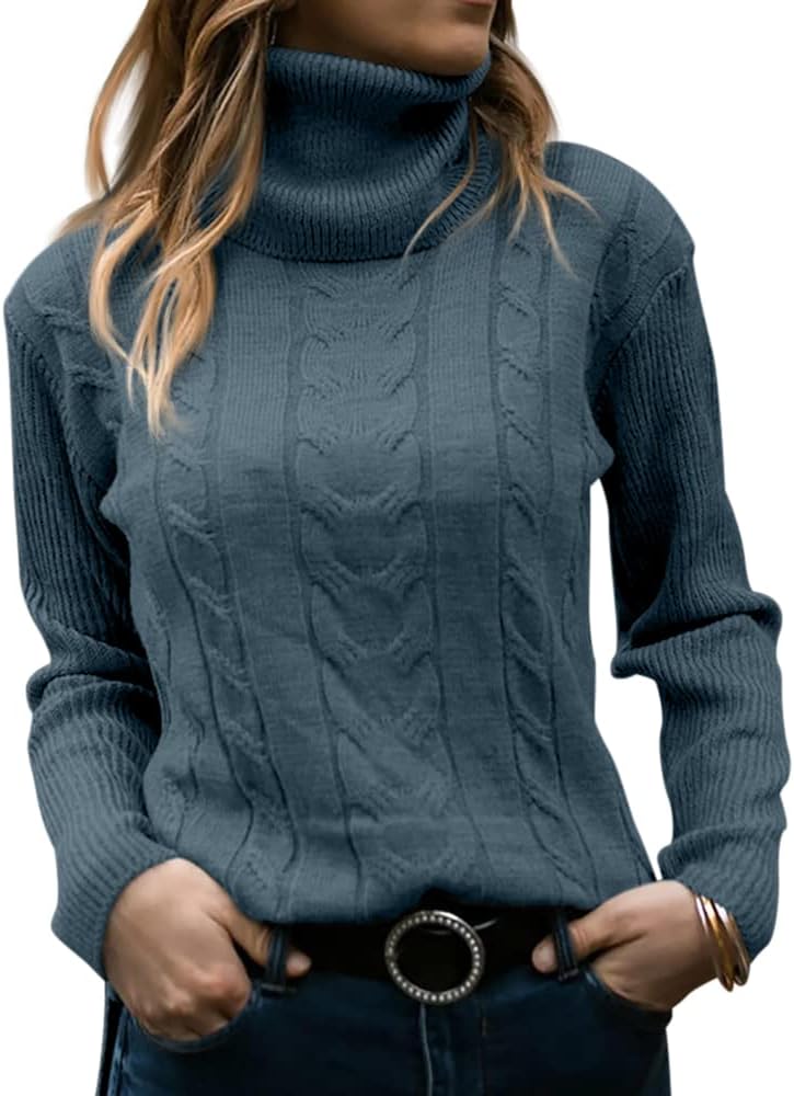 Priscilla | Women's Cable-Knit Turtleneck Long Sleeve Jumper