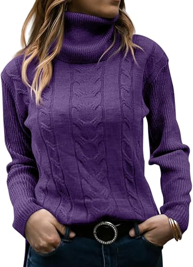 Priscilla | Women's Cable-Knit Turtleneck Long Sleeve Jumper