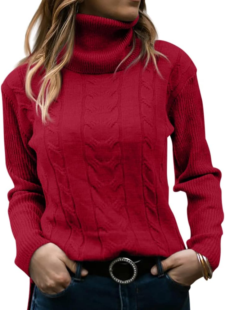 Priscilla | Women's Cable-Knit Turtleneck Long Sleeve Jumper