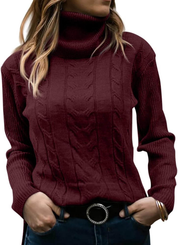 Priscilla | Women's Cable-Knit Turtleneck Long Sleeve Jumper