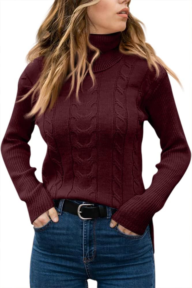 Priscilla | Women's Cable-Knit Turtleneck Long Sleeve Jumper