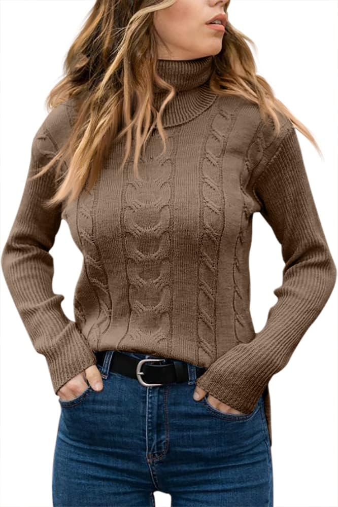 Priscilla | Women's Cable-Knit Turtleneck Long Sleeve Jumper