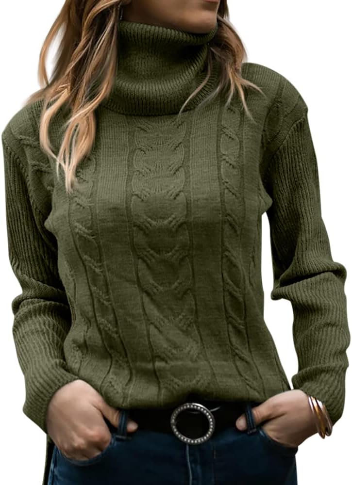 Priscilla | Women's Cable-Knit Turtleneck Long Sleeve Jumper