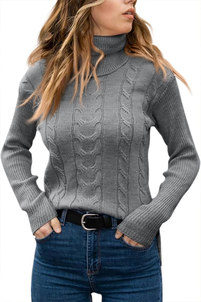 Priscilla | Women's Cable-Knit Turtleneck Long Sleeve Jumper