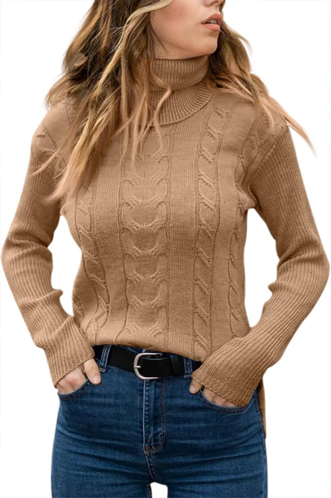 Priscilla | Women's Cable-Knit Turtleneck Long Sleeve Jumper