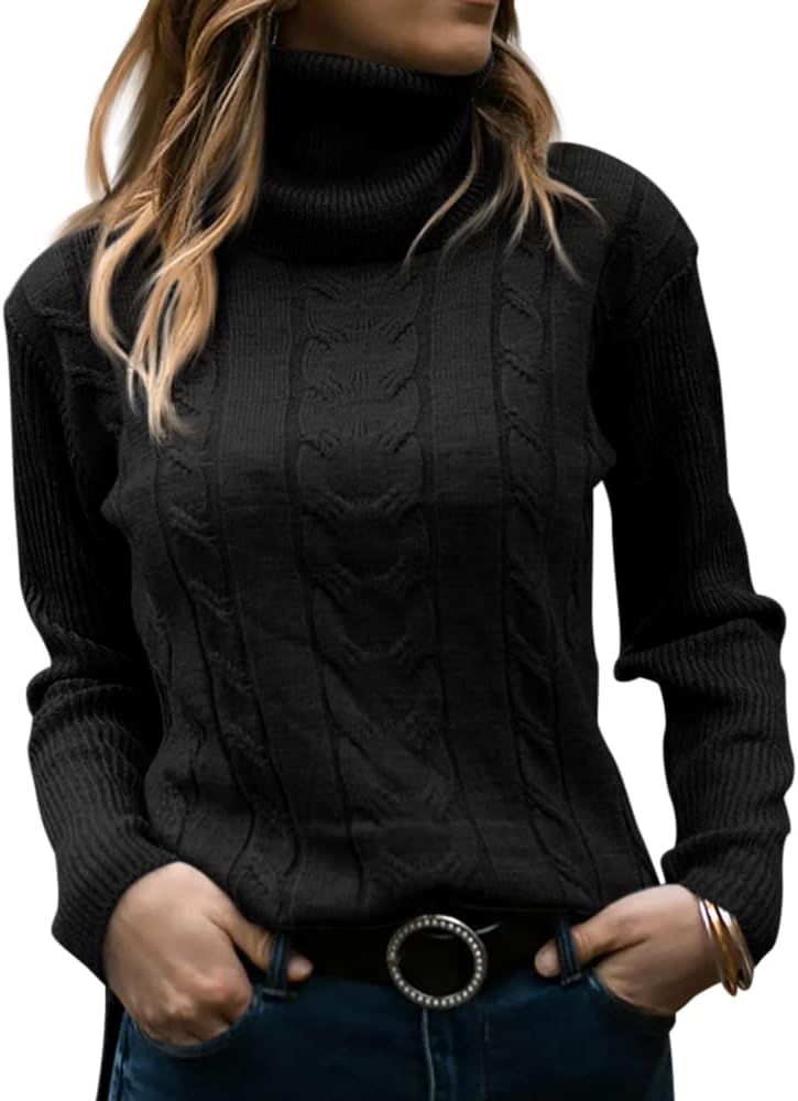 Priscilla | Women's Cable-Knit Turtleneck Long Sleeve Jumper