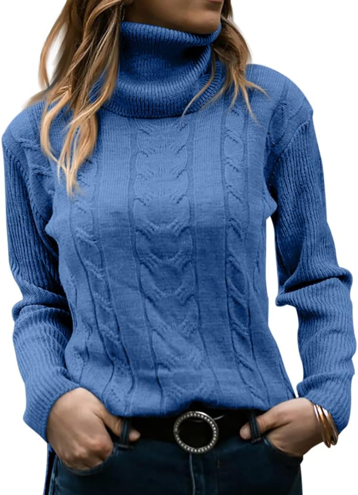 Priscilla | Women's Cable-Knit Turtleneck Long Sleeve Jumper
