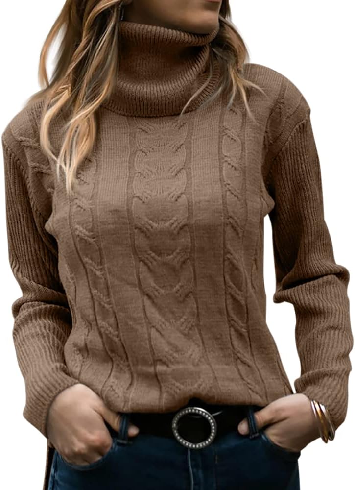 Priscilla | Women's Cable-Knit Turtleneck Long Sleeve Jumper