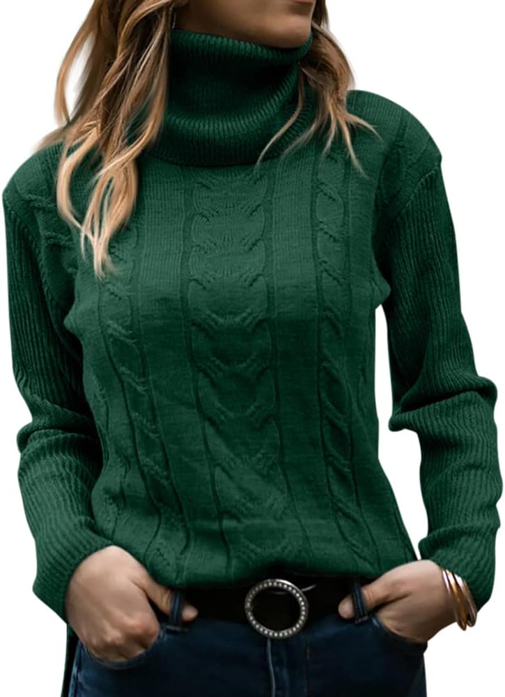 Priscilla | Women's Cable-Knit Turtleneck Long Sleeve Jumper