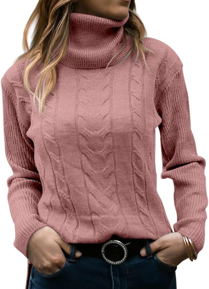 Priscilla | Women's Cable-Knit Turtleneck Long Sleeve Jumper