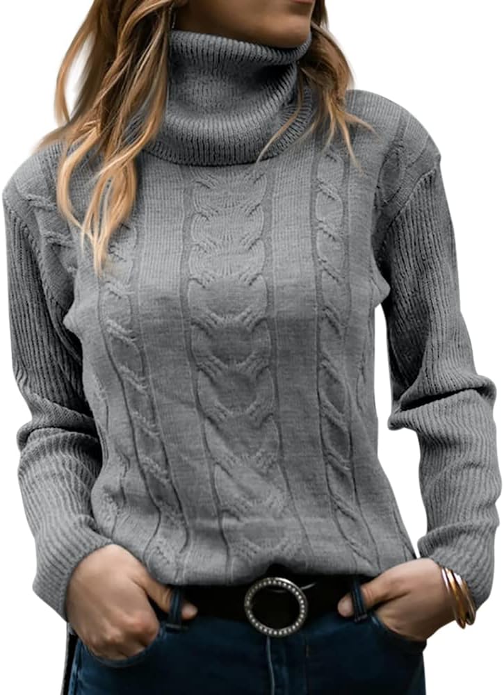 Priscilla | Women's Cable-Knit Turtleneck Long Sleeve Jumper