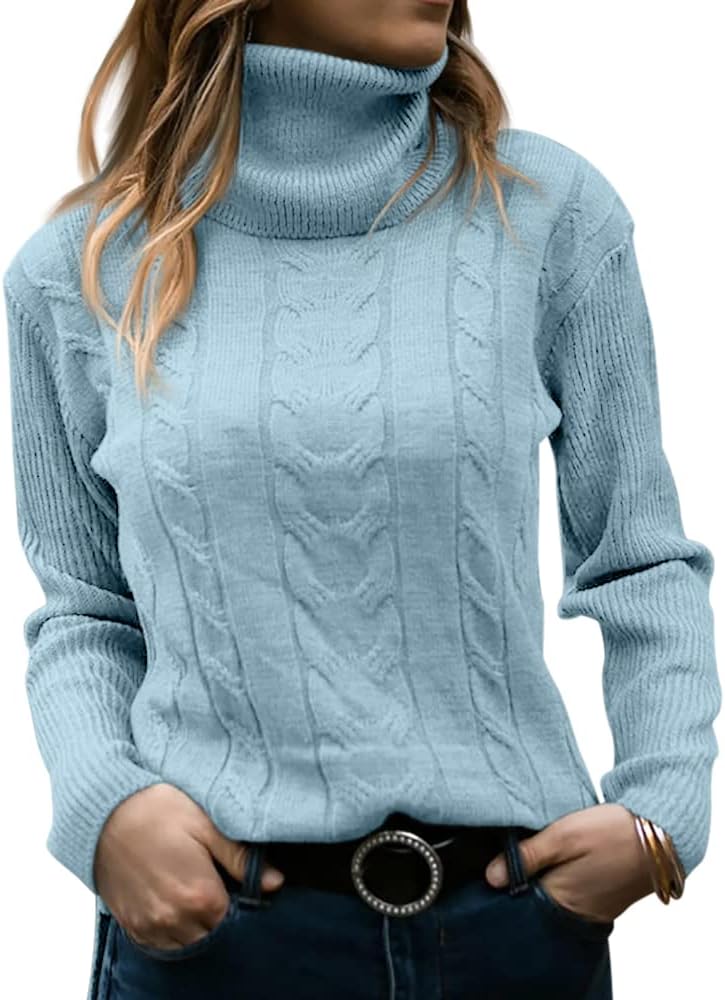Priscilla | Women's Cable-Knit Turtleneck Long Sleeve Jumper